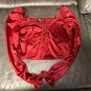 Elegant Red Satin Women's Top